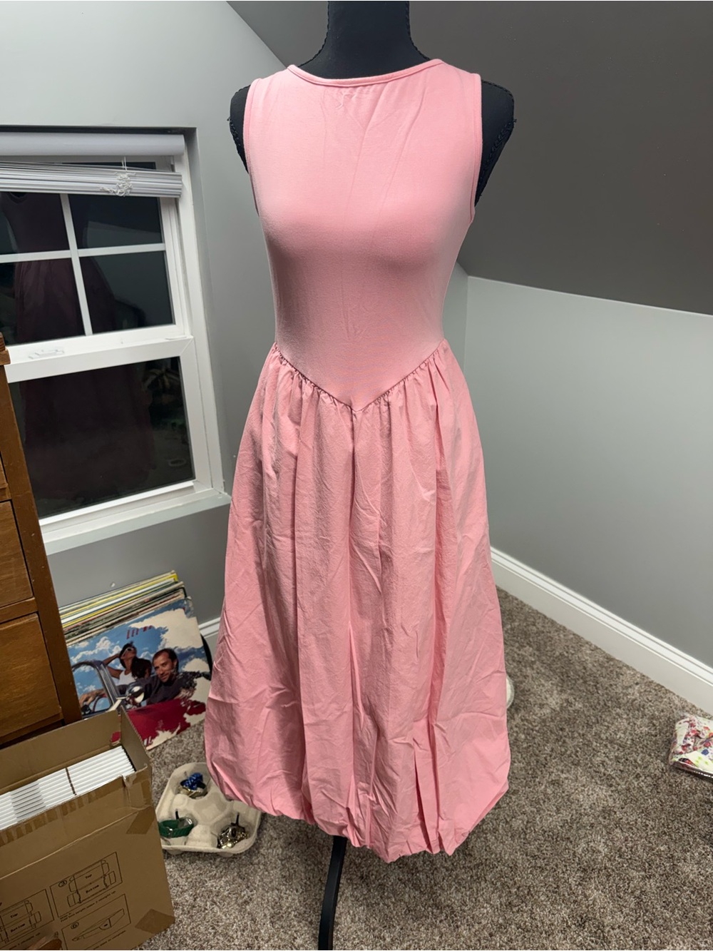 BTFBM Sleeveless adorable Pink Midi Dress
